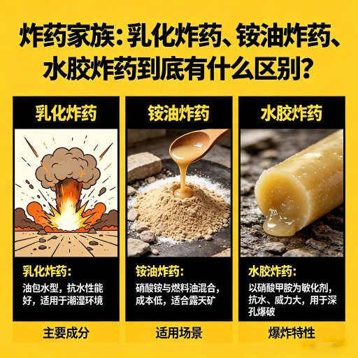 阜阳炸药家族：乳化炸药、铵油炸药、水胶炸药到底有什么区别？